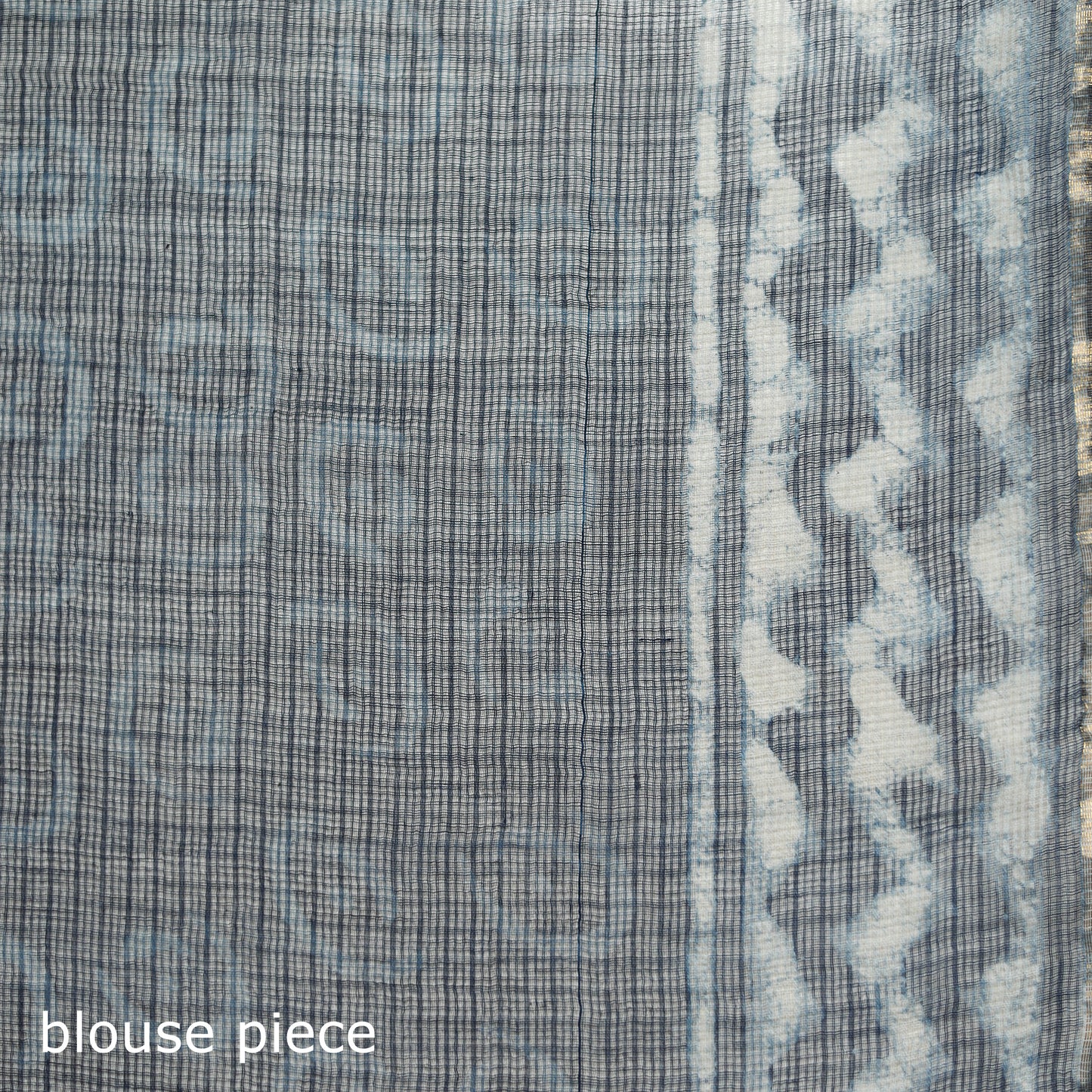 Blue - Indigo Bagru Hand Block Print Kota Doria Cotton Saree 63