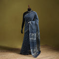 Blue - Indigo Bagru Hand Block Print Kota Doria Cotton Saree 61