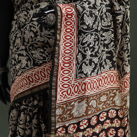 Bagru Hand Block Print Natural Dyed Chanderi Silk Saree 39