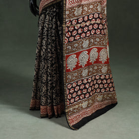 Bagru Hand Block Print Natural Dyed Chanderi Silk Saree 39