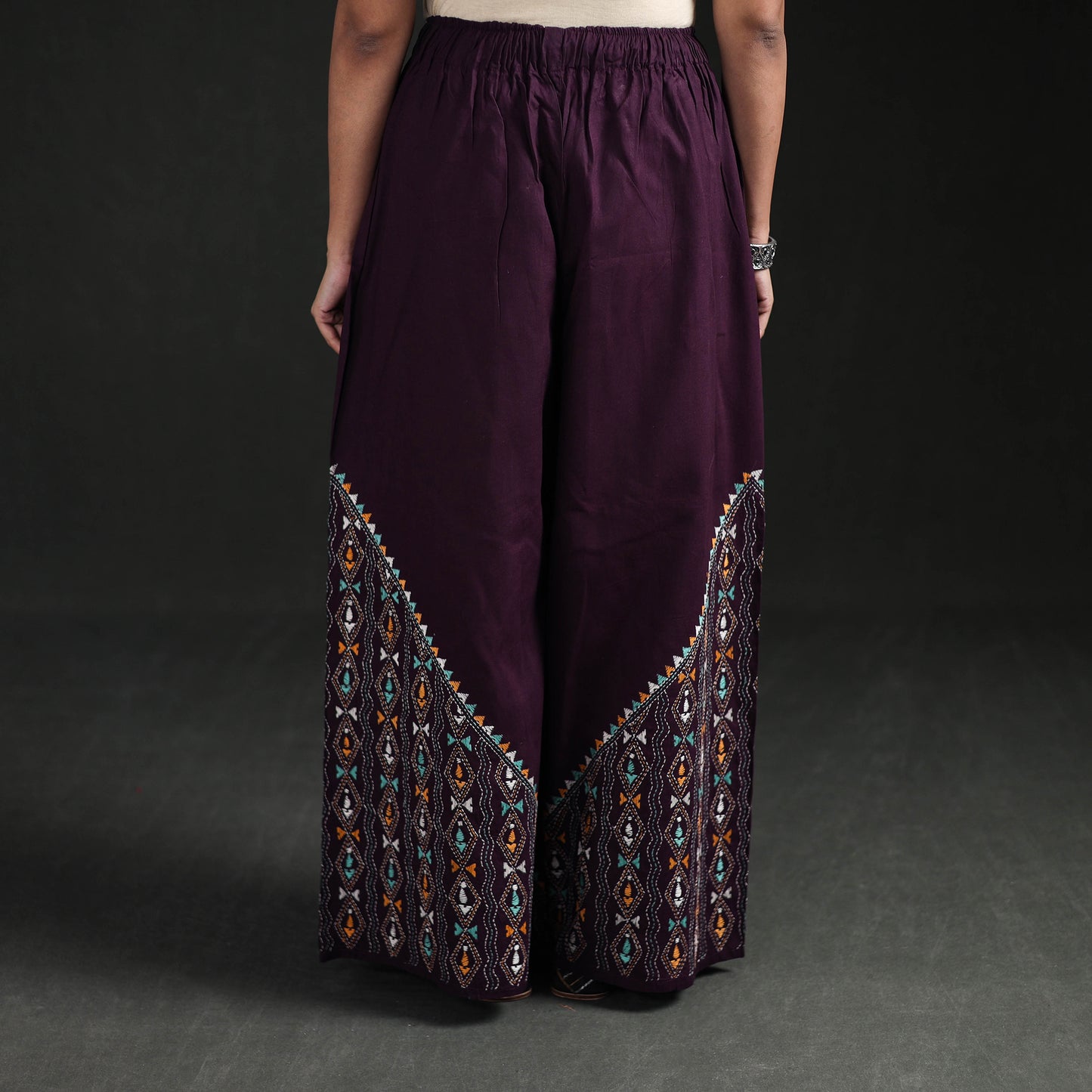 Bengal Kantha Hand Embroidered Cotton Palazzo 28