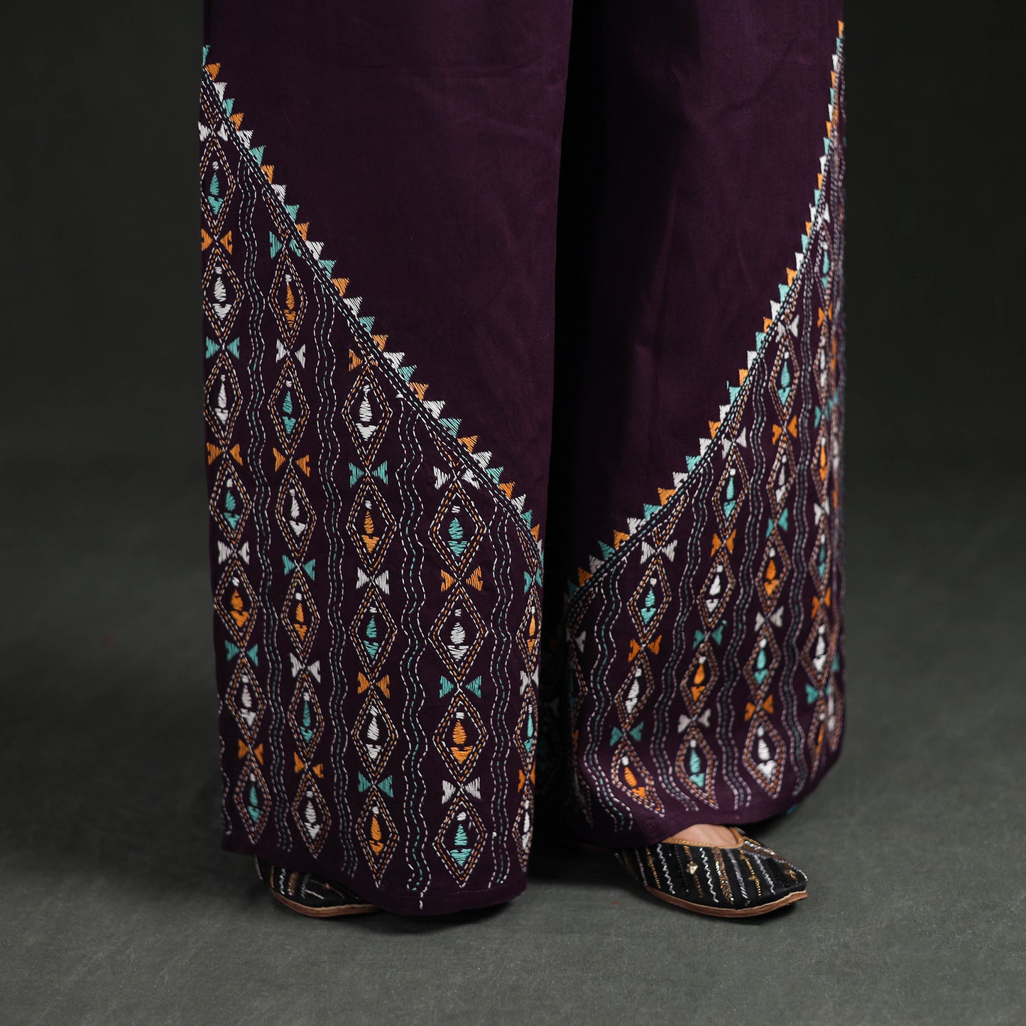 Bengal Kantha Hand Embroidered Cotton Palazzo 28