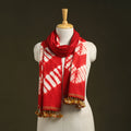 Red - handwoven merino wool tie-dye shibori stole 11