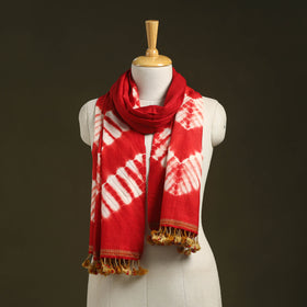 Red - handwoven merino wool tie-dye shibori stole 11