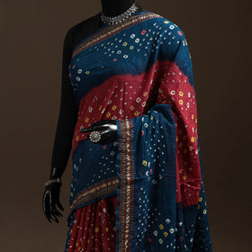 Multicolor - Kutch Tie-Dye Cotton Bandhani Saree with Blouse 43