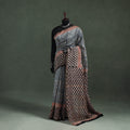 Bagru Hand Block Print Natural Dyed Chanderi Silk Saree 40