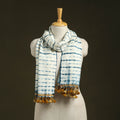 White - handwoven merino wool tie-dye shibori stole 12