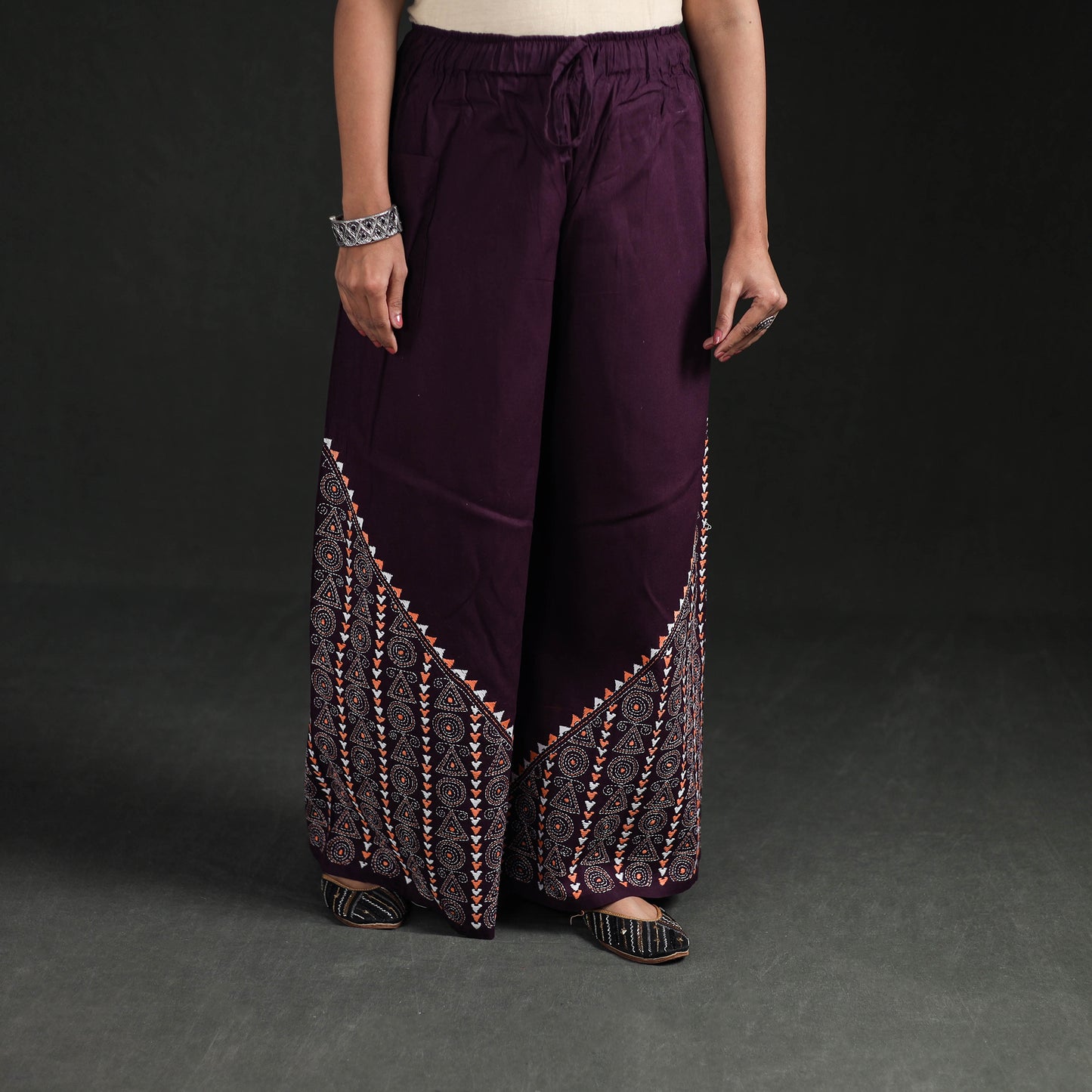 Bengal Kantha Hand Embroidered Cotton Palazzo 29