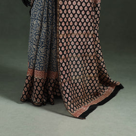 Bagru Hand Block Print Natural Dyed Chanderi Silk Saree 40