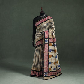 Bagru Hand Block Print Natural Dyed Chanderi Silk Saree 41