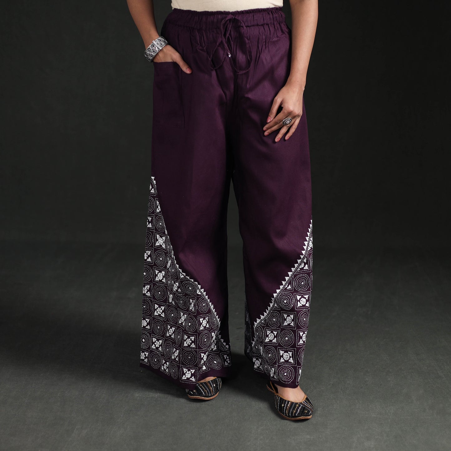 Bengal Kantha Hand Embroidered Cotton Palazzo 30