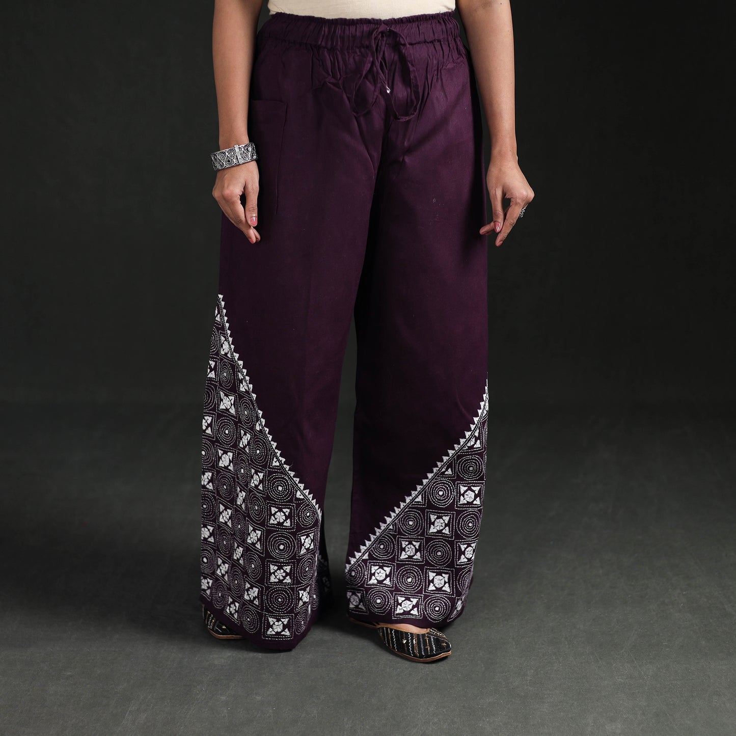 Bengal Kantha Hand Embroidered Cotton Palazzo 30