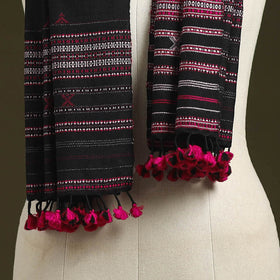 Black - handwoven merino wool kutch bhujodi stole 17