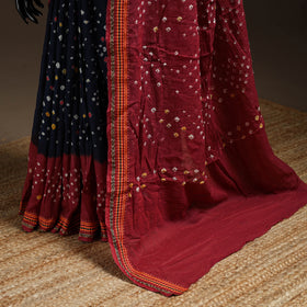Blue - Kutch Tie-Dye Cotton Bandhani Saree with Blouse 44