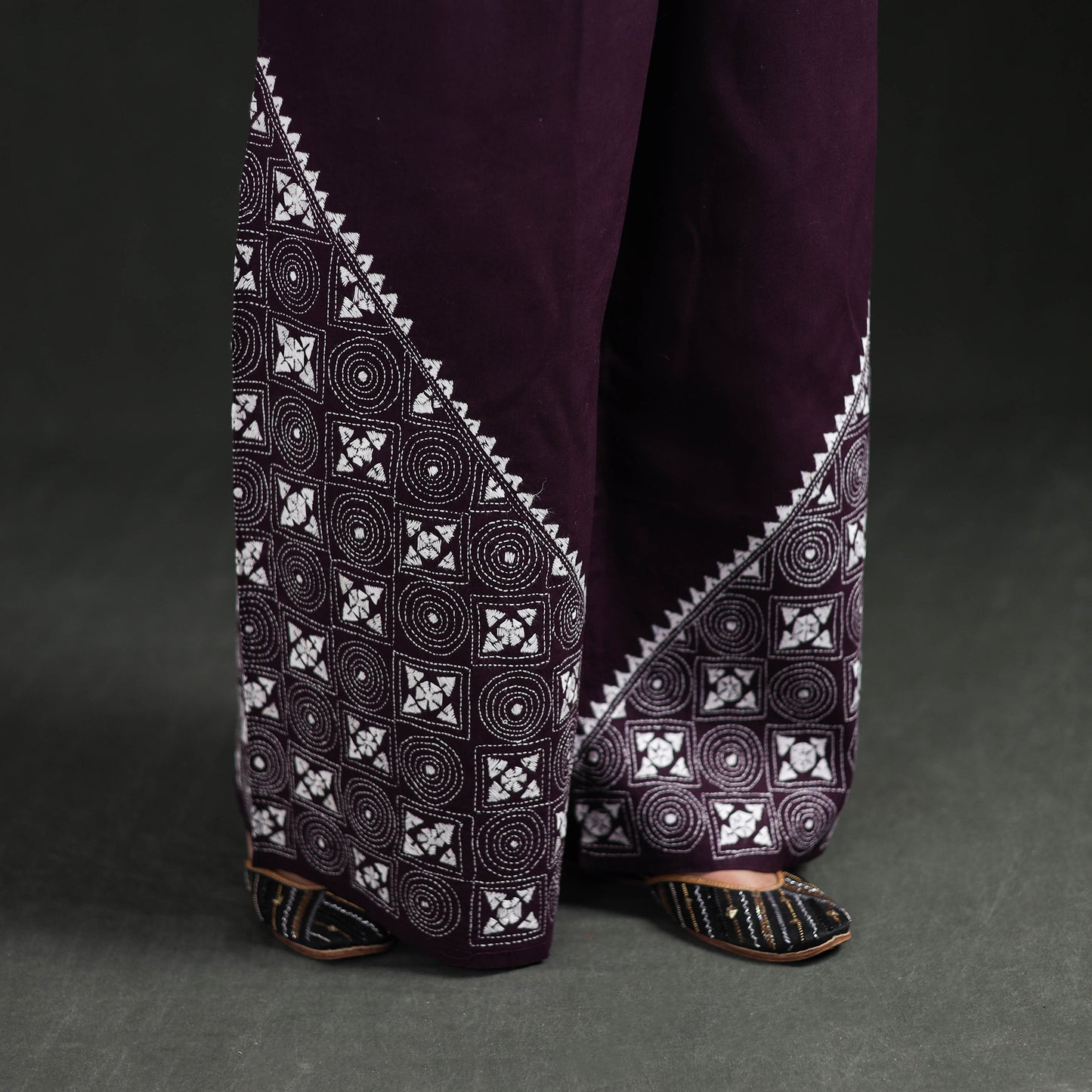 Bengal Kantha Hand Embroidered Cotton Palazzo 30