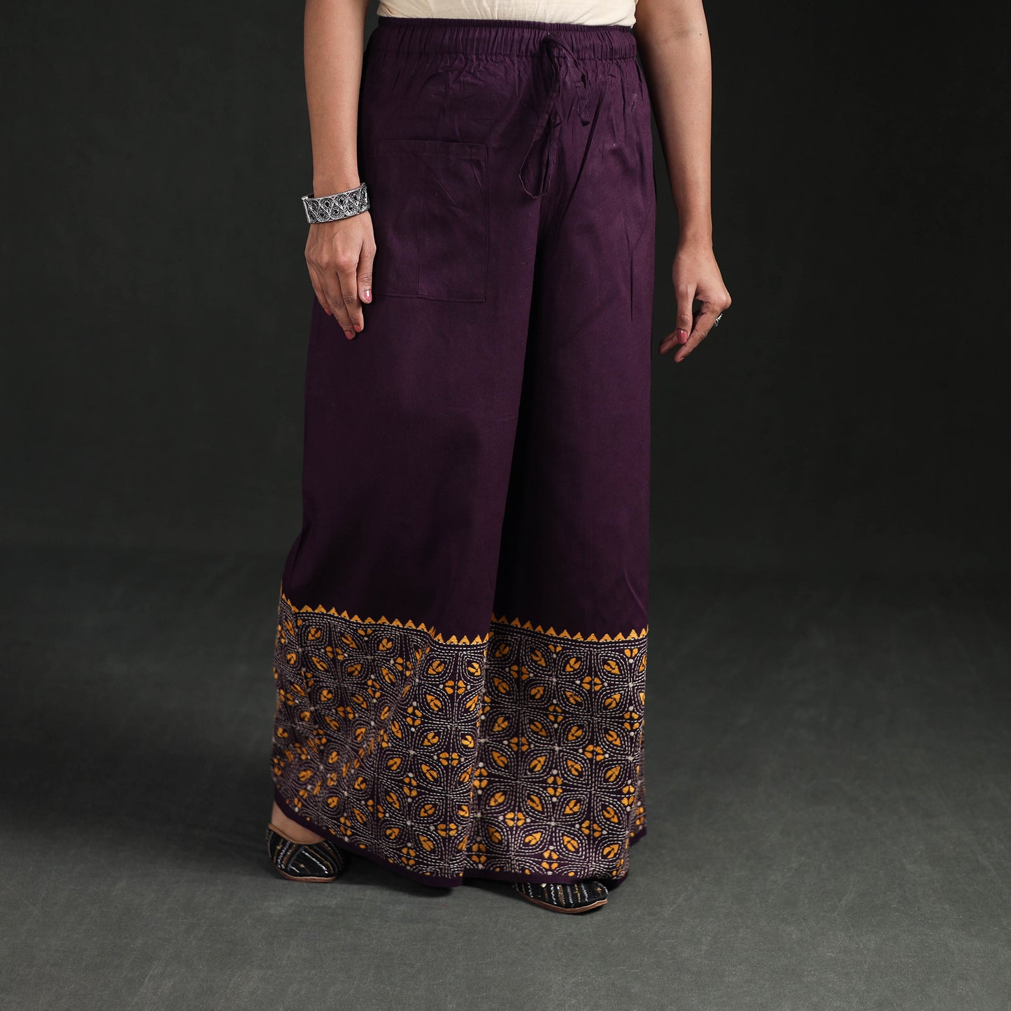 Bengal Kantha Hand Embroidered Cotton Palazzo 31