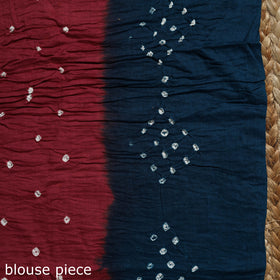 Blue - Kutch Tie-Dye Cotton Bandhani Saree with Blouse 45