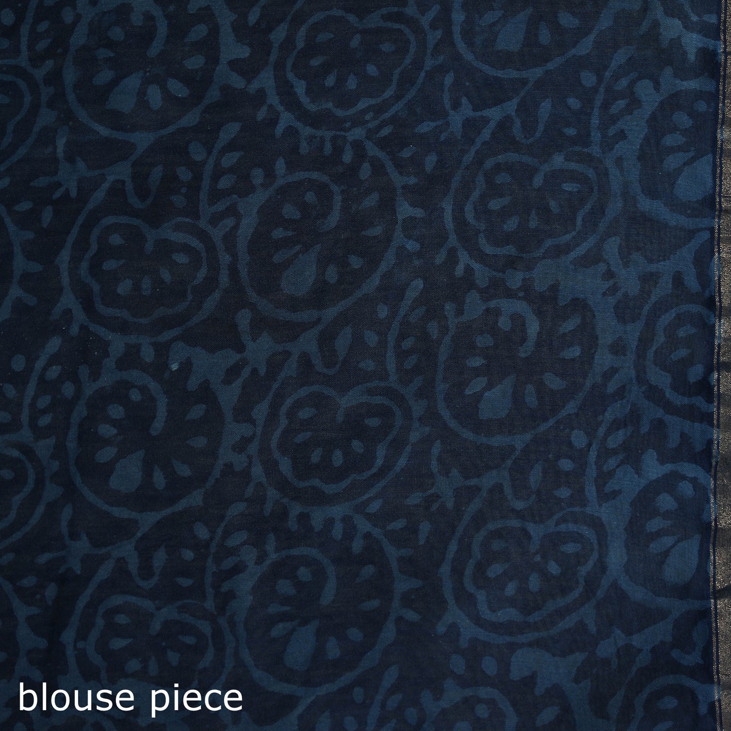 Bagru Indigo Hand Block Print Natural Dyed Chanderi Silk Saree 42