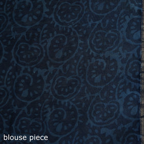 Bagru Indigo Hand Block Print Natural Dyed Chanderi Silk Saree 42