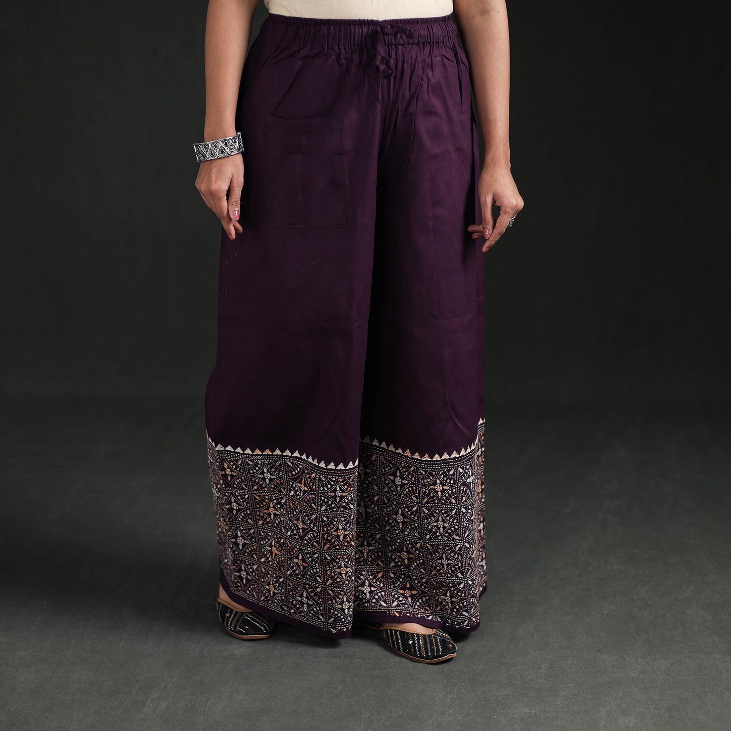 Bengal Kantha Hand Embroidered Cotton Palazzo 32