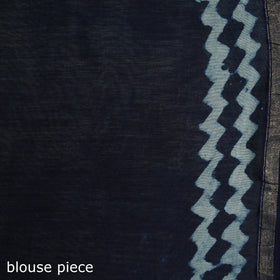 Bagru Indigo Hand Block Print Natural Dyed Chanderi Silk Saree 43
