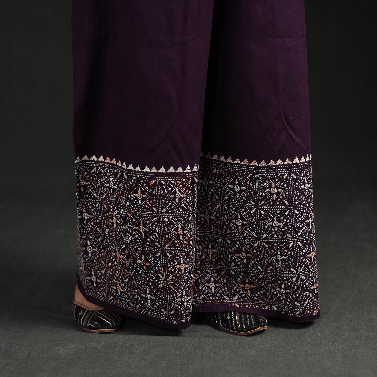 Bengal Kantha Hand Embroidered Cotton Palazzo 32