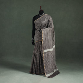 Bagru Hand Block Print Natural Dyed Chanderi Silk Saree 44