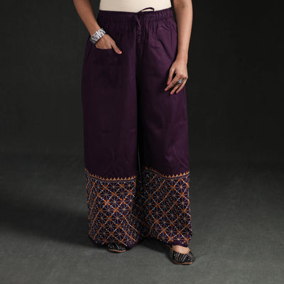 Bengal Kantha Hand Embroidered Cotton Palazzo 33