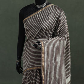 Bagru Hand Block Print Natural Dyed Chanderi Silk Saree 44