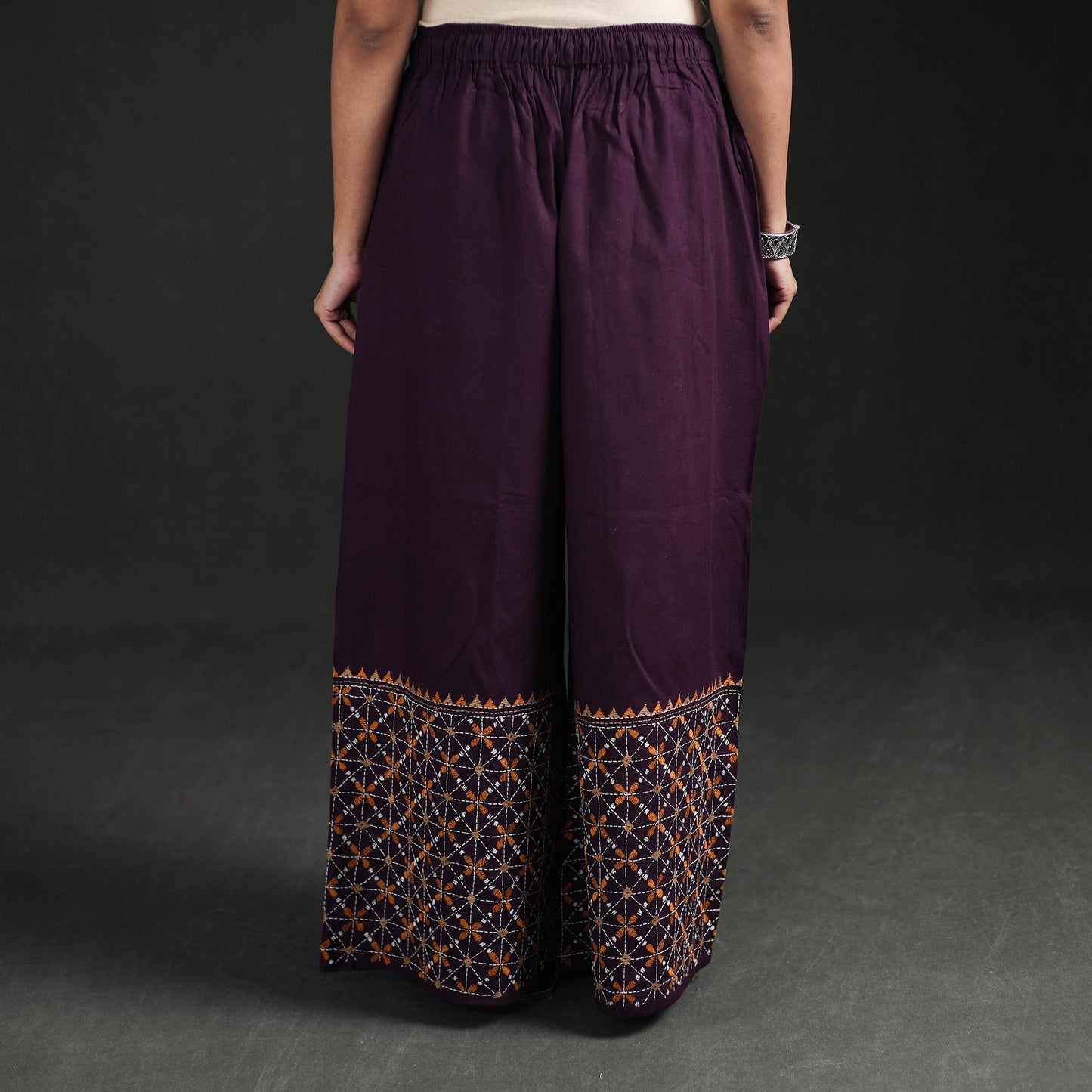 Bengal Kantha Hand Embroidered Cotton Palazzo 33