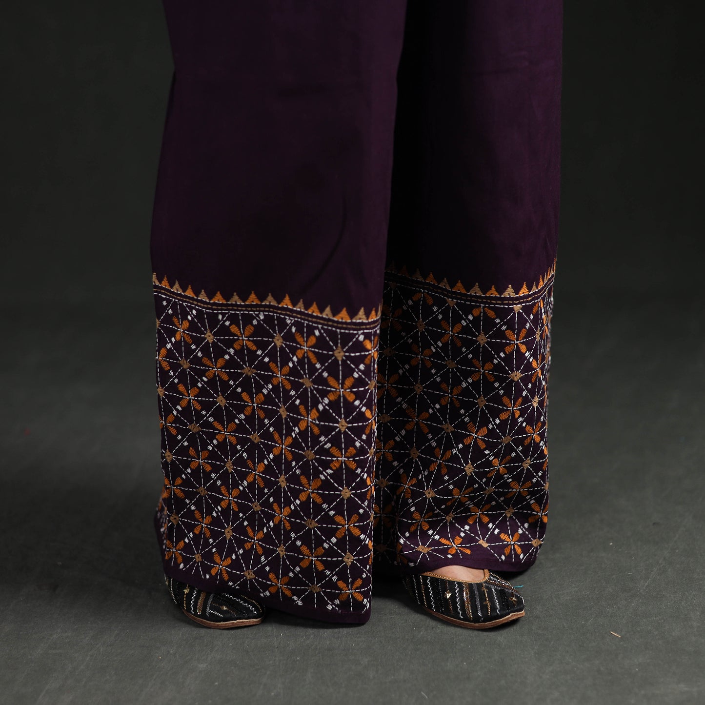 Bengal Kantha Hand Embroidered Cotton Palazzo 33
