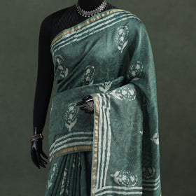 Bagru Hand Block Print Natural Dyed Chanderi Silk Saree 45