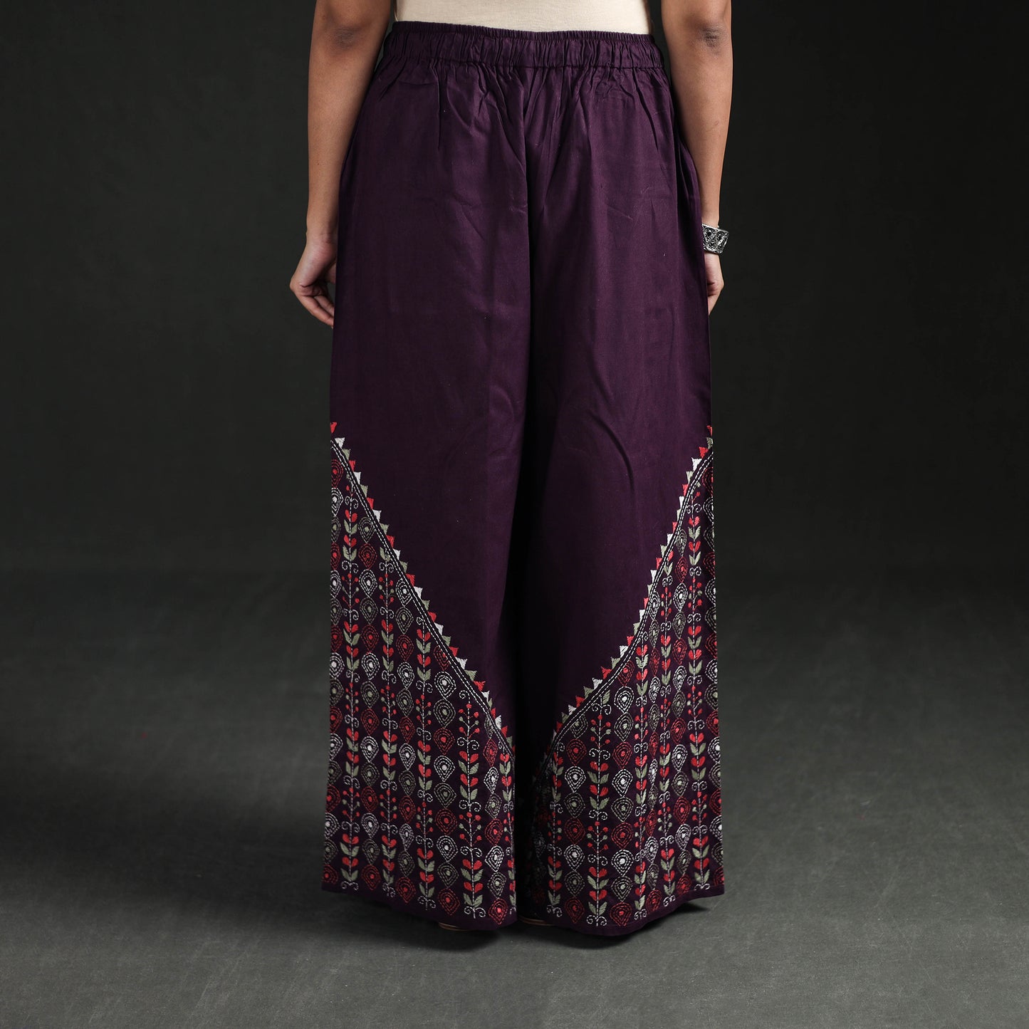 Bengal Kantha Hand Embroidered Cotton Palazzo 34