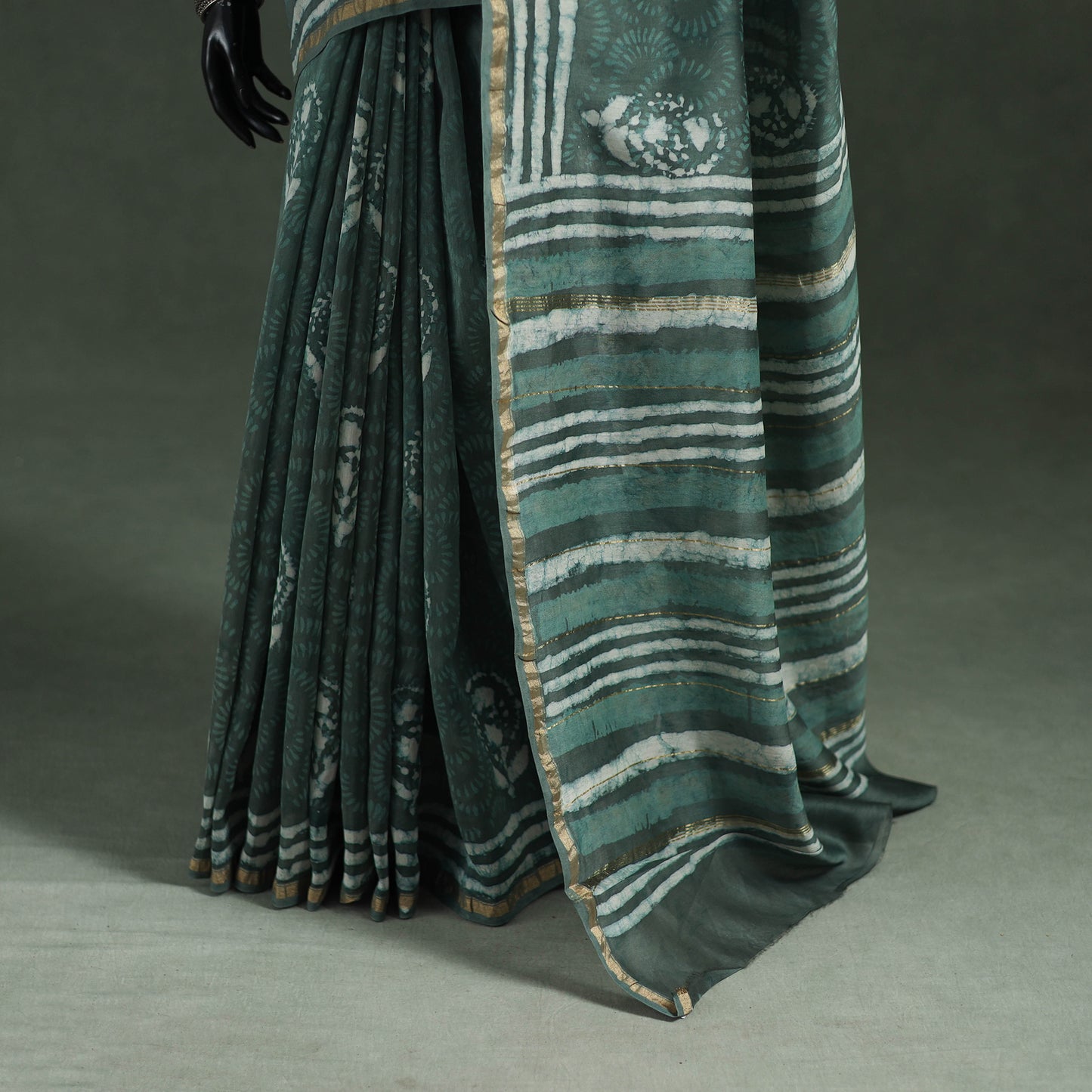 Bagru Hand Block Print Natural Dyed Chanderi Silk Saree 45