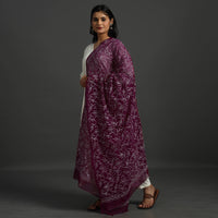 Maroon - Lucknow Chikankari Tepchi Embroidery Georgette Dupatta 07