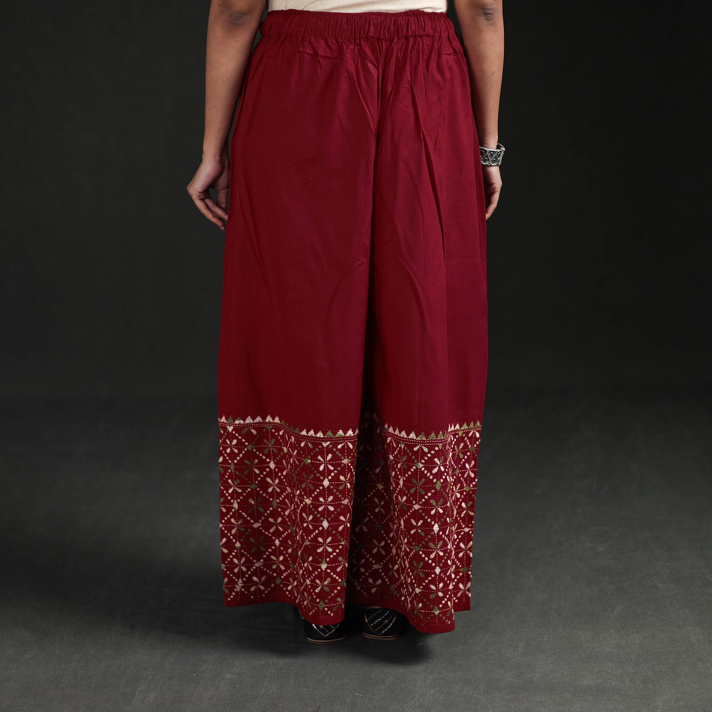 Bengal Kantha Hand Embroidered Cotton Palazzo 35