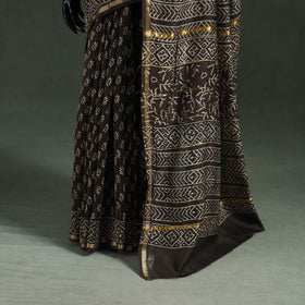 Bagru Hand Block Print Natural Dyed Chanderi Silk Saree 46