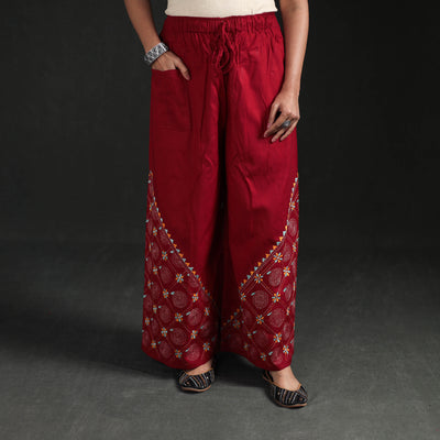 Bengal Kantha Hand Embroidered Cotton Palazzo 36