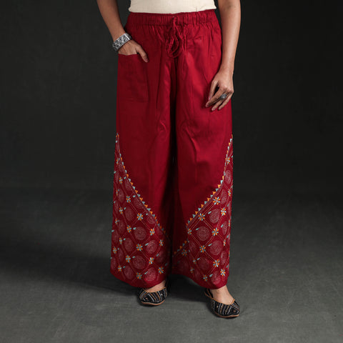 Bengal Kantha Hand Embroidered Cotton Palazzo 36