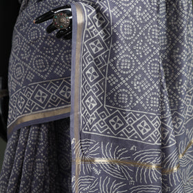 Bagru Hand Block Print Natural Dyed Chanderi Silk Saree 47