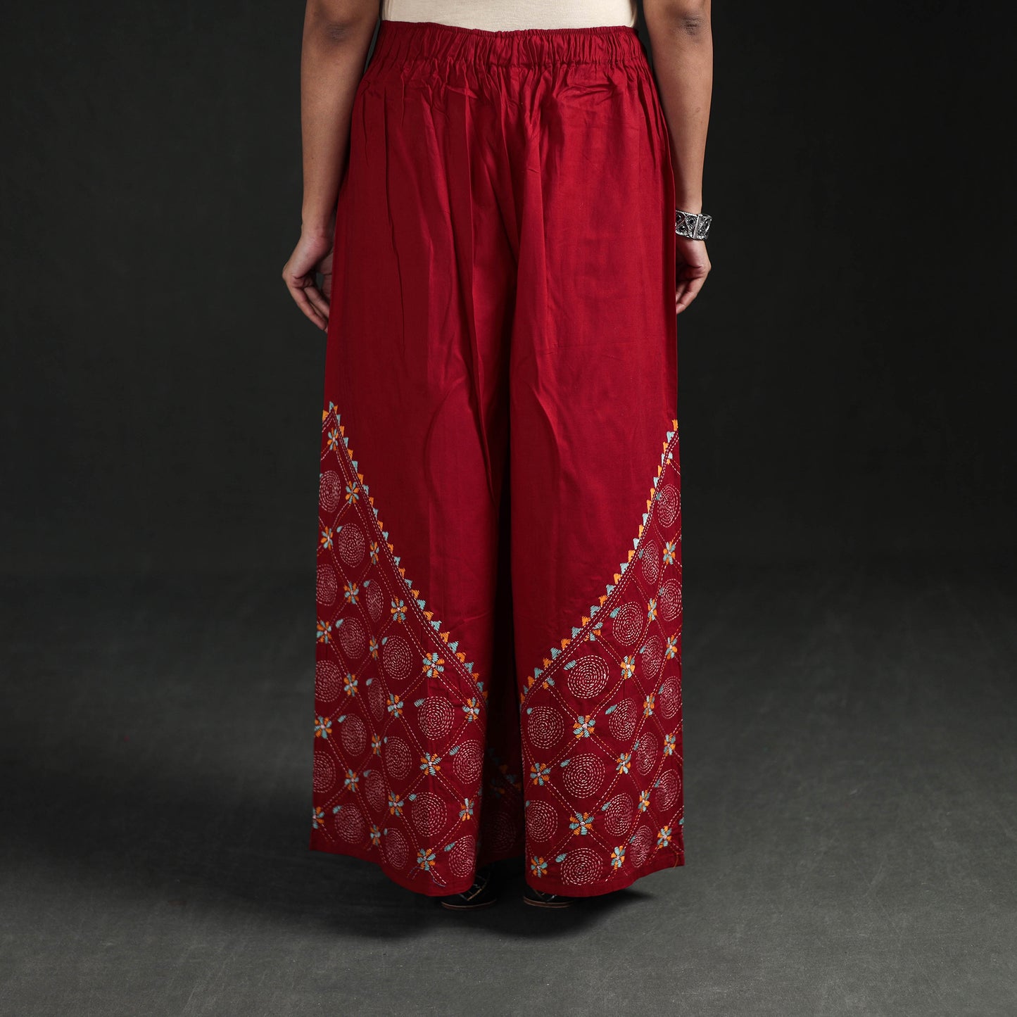 Bengal Kantha Hand Embroidered Cotton Palazzo 36