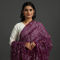 Maroon - Lucknow Chikankari Tepchi Embroidery Georgette Dupatta 07