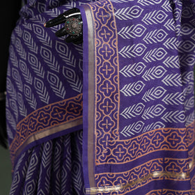 Bagru Hand Block Print Natural Dyed Chanderi Silk Saree 48