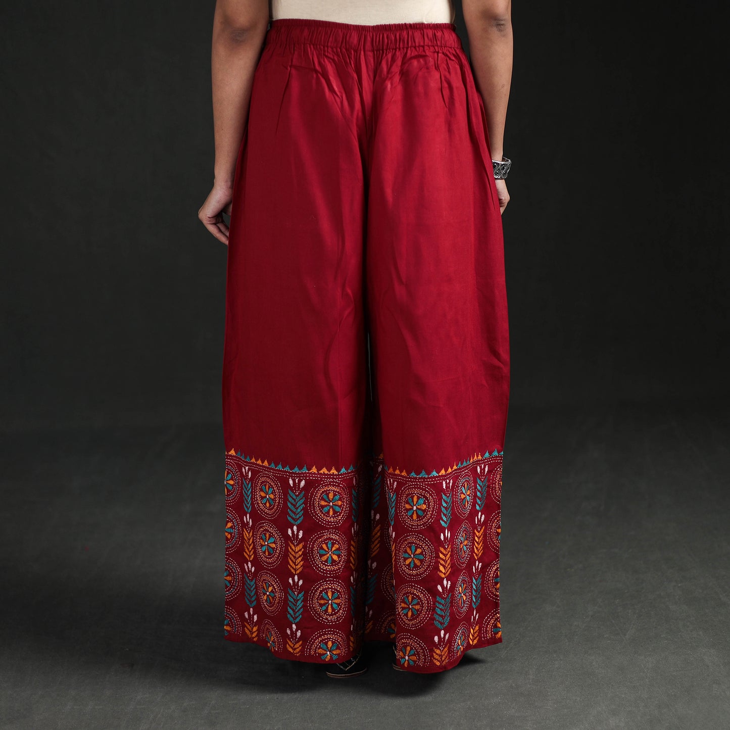 Bengal Kantha Hand Embroidered Cotton Palazzo 37