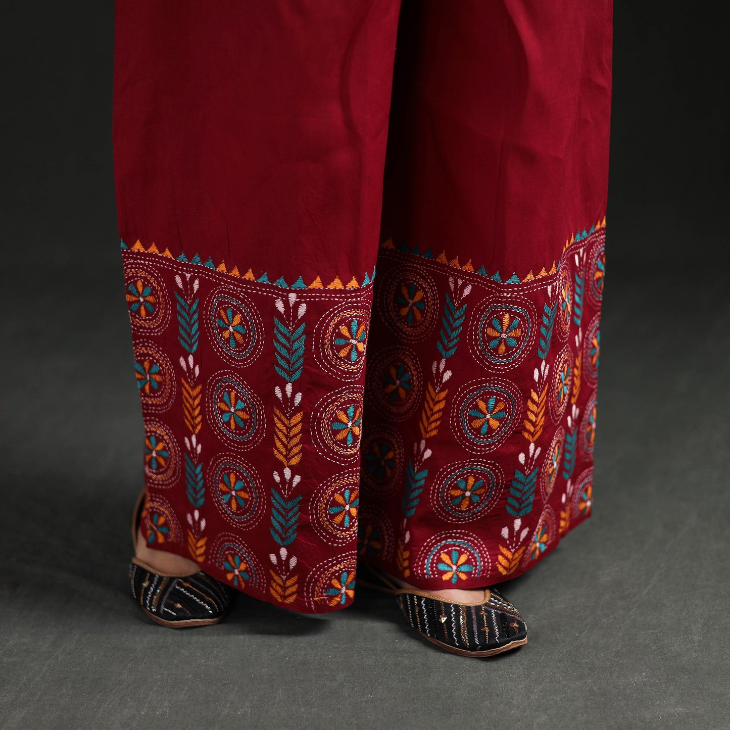 Bengal Kantha Hand Embroidered Cotton Palazzo 37