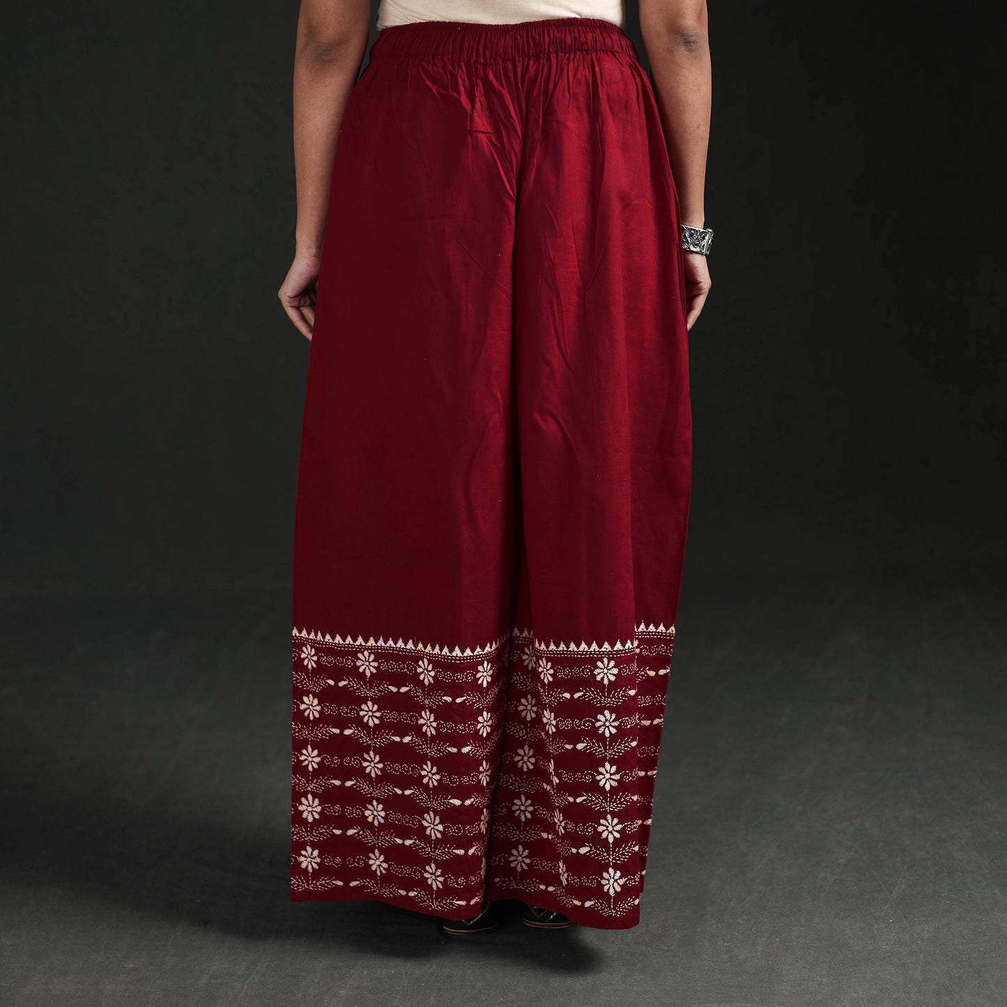 Bengal Kantha Hand Embroidered Cotton Palazzo 38