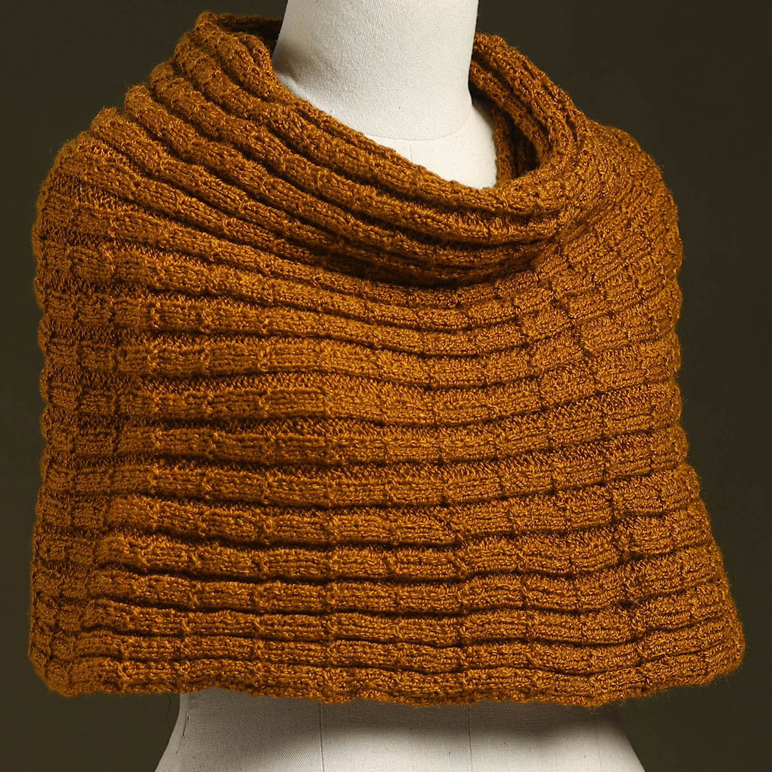 Brown - kumaun hand knitted woollen cowl 49 - handcrafted