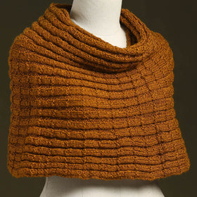 Brown - kumaun hand knitted woollen cowl 49 - handcrafted