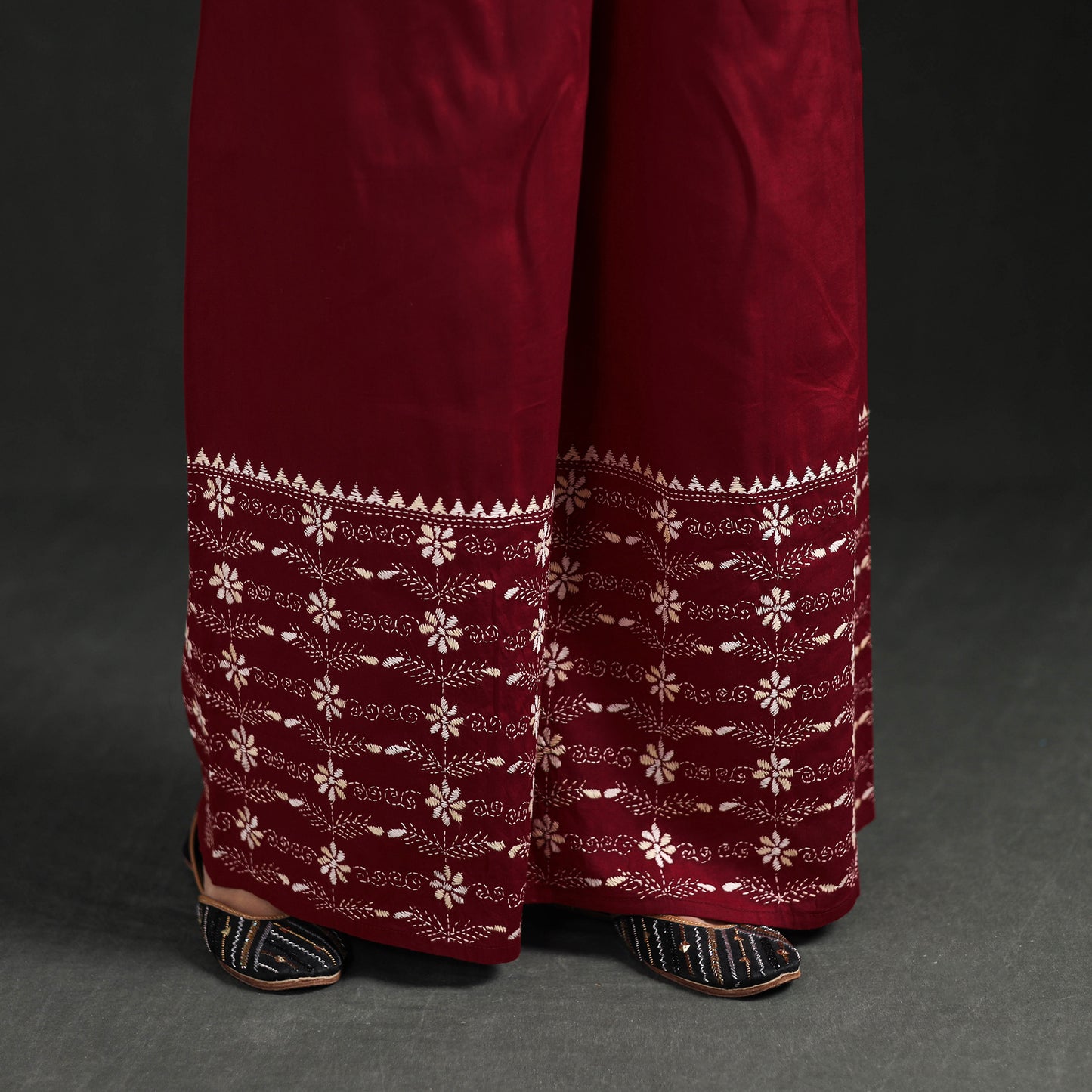 Bengal Kantha Hand Embroidered Cotton Palazzo 38
