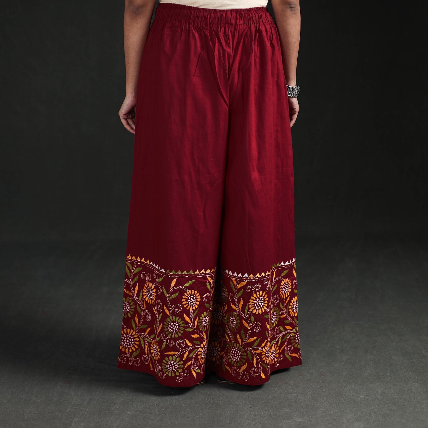 Bengal Kantha Hand Embroidered Cotton Palazzo 39